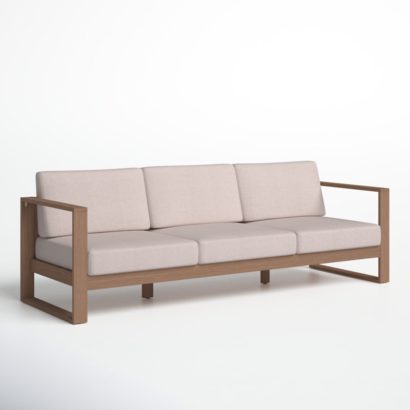 Joss & Main Gavina Outdoor Solid Eucalyptus Wood Sofa with Cushions